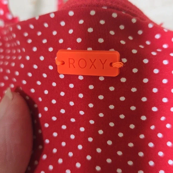 Roxy Red/White Polka Dot Retro Lace-Up Bikini Top - Picture 5 of 7